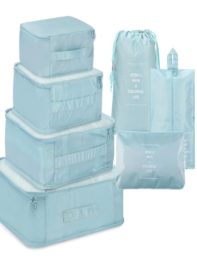 Valamji 7 Pcs Foldable Luggage and Laundry Bag Pouch Waterproof Travel Toiletry Organizer Garment Storage Bag Portable Packing Cubes Storage Bag (1 Pc) (Sky Blue) - Image 1